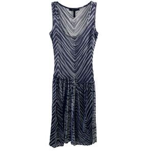 BCBGMaxAzria Navy and White Chevron Midi Dress